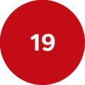 Ein roter Kreis mit der Aufschrift "19".